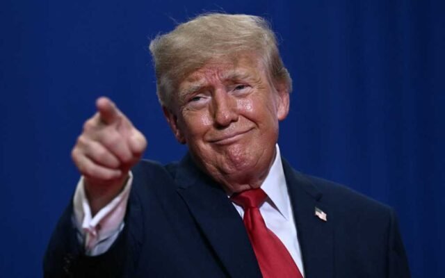 Donald Trump speaking podium press conference